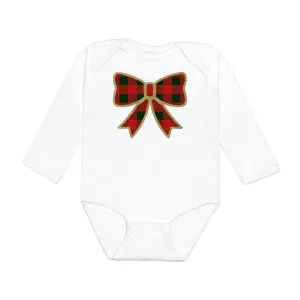 Christmas Plaid Bow Long Sleeve Bodysuit