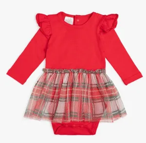 Christmas Plaid Long Sleeve Tutu Bodysuit