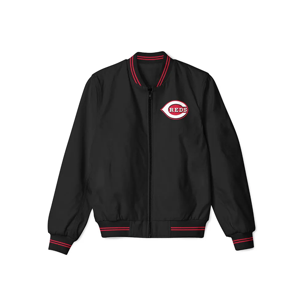 Cincinnati Reds Black Bomber Jacket – Lightweight Outerwear with Classic Team Logo