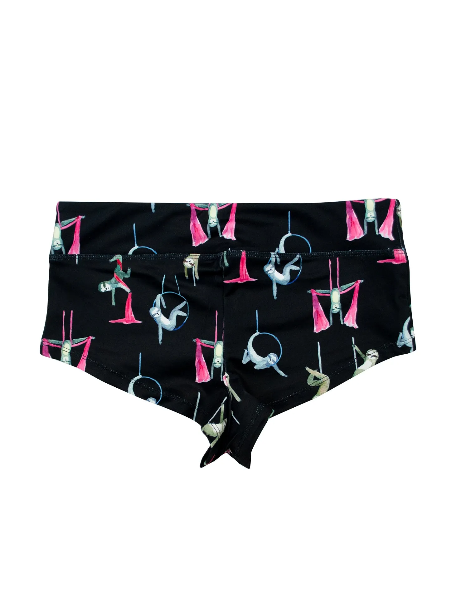 Circus Sloths Black High Waisted Boy Shorts