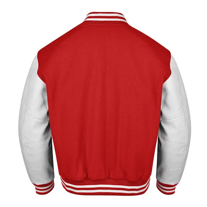 Classic Baseball Varsity Jacket - Red White