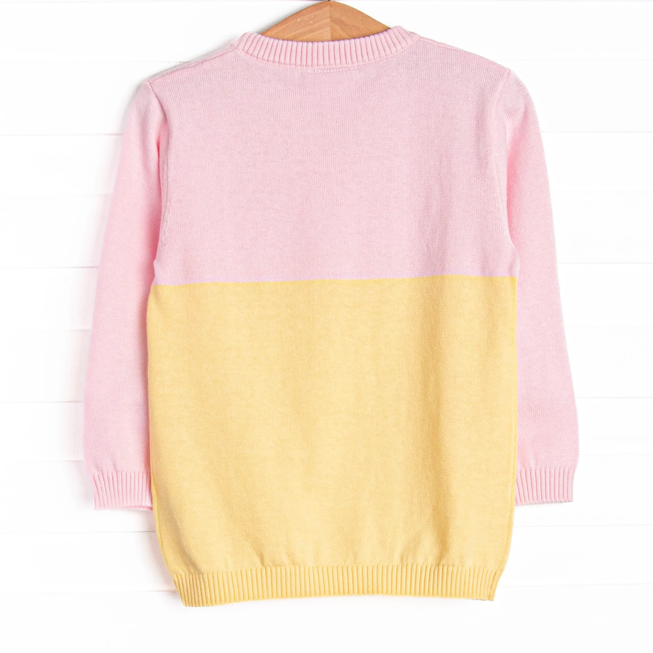 Color Block Sweater, Pink and Yellow