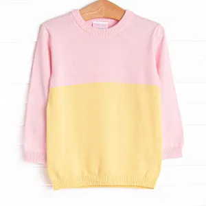 Color Block Sweater, Pink and Yellow