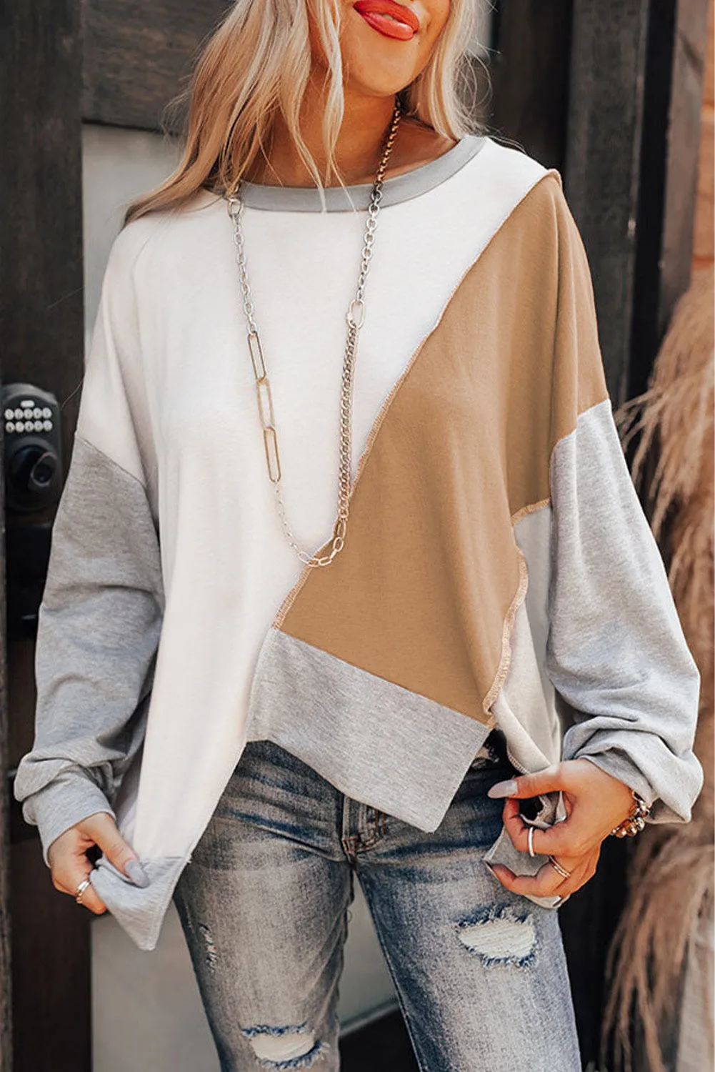Colorblock  Irregular Hem Top