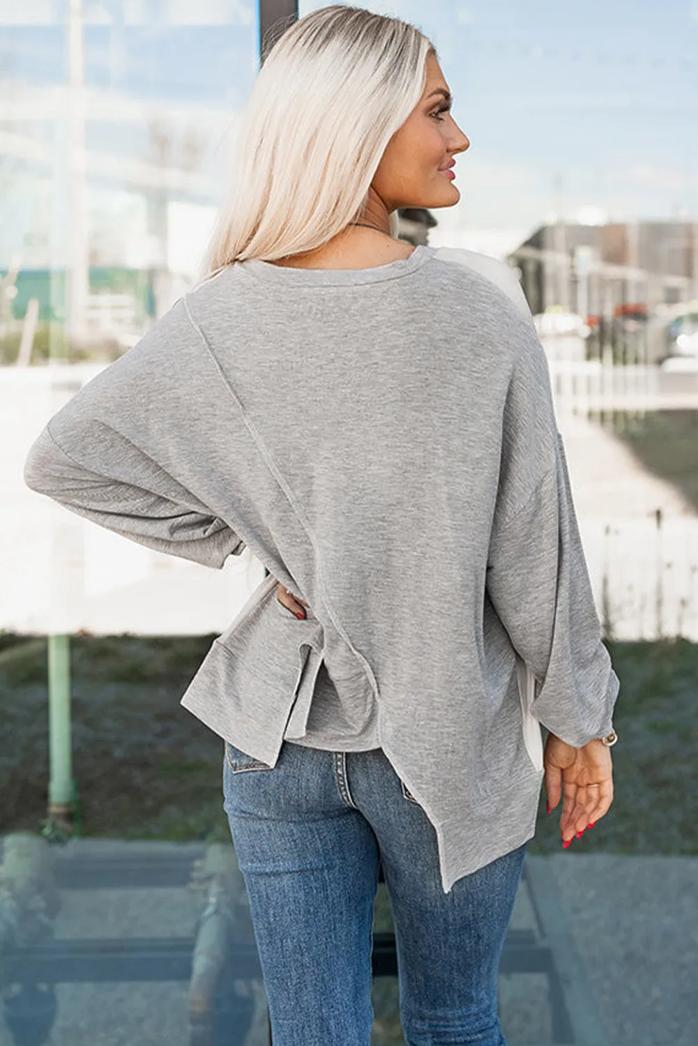 Colorblock  Irregular Hem Top
