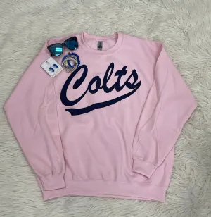 Colts Pink Sweatshirt w/ Navy Letters