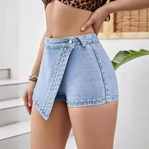Comfortable Fashion Slim Fit Irregular Denim Shorts