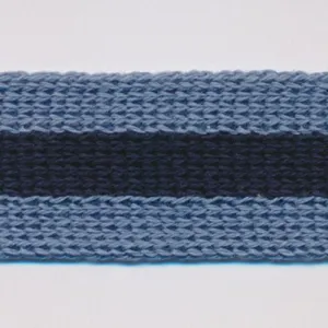 Cotton Stripe Knit Tape #16 Fog & Night Blue