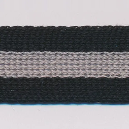 Cotton Stripe Knit Tape #20 Black & Gray