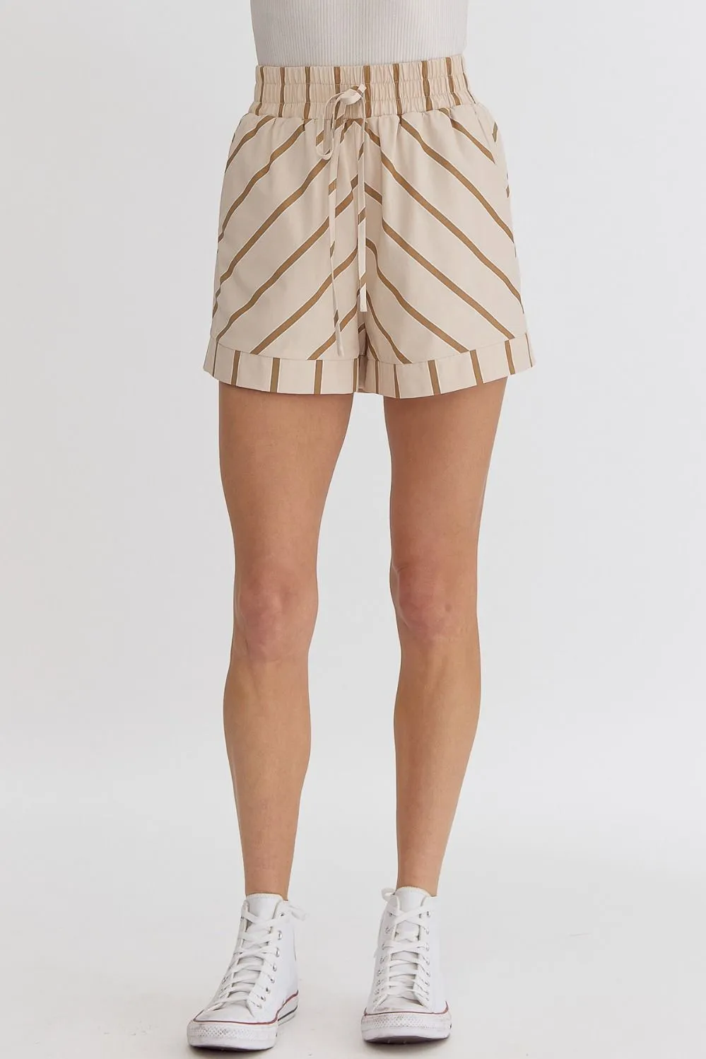 Cream/Taupe Striped Shorts