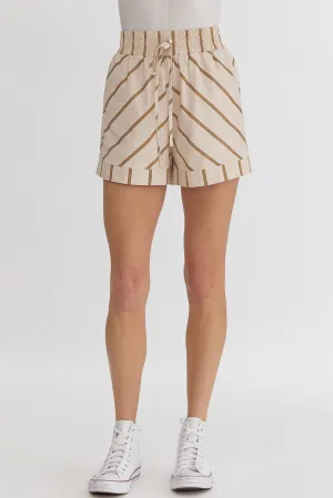 Cream/Taupe Striped Shorts