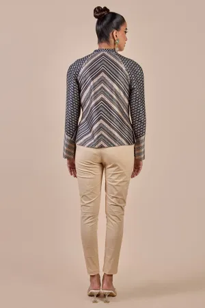 Creme Ivory Chevron Reversible Ika Jacket