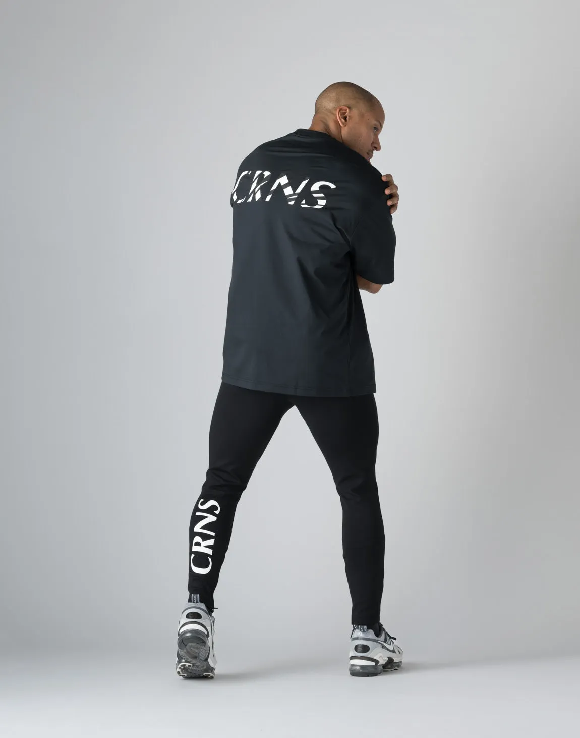CRONOS  STRIPED PATTERN OVERSIZE T-SHIRT【BLACK】