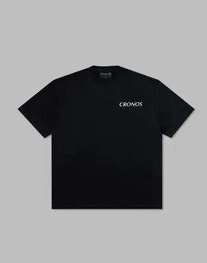 CRONOS  STRIPED PATTERN OVERSIZE T-SHIRT【BLACK】