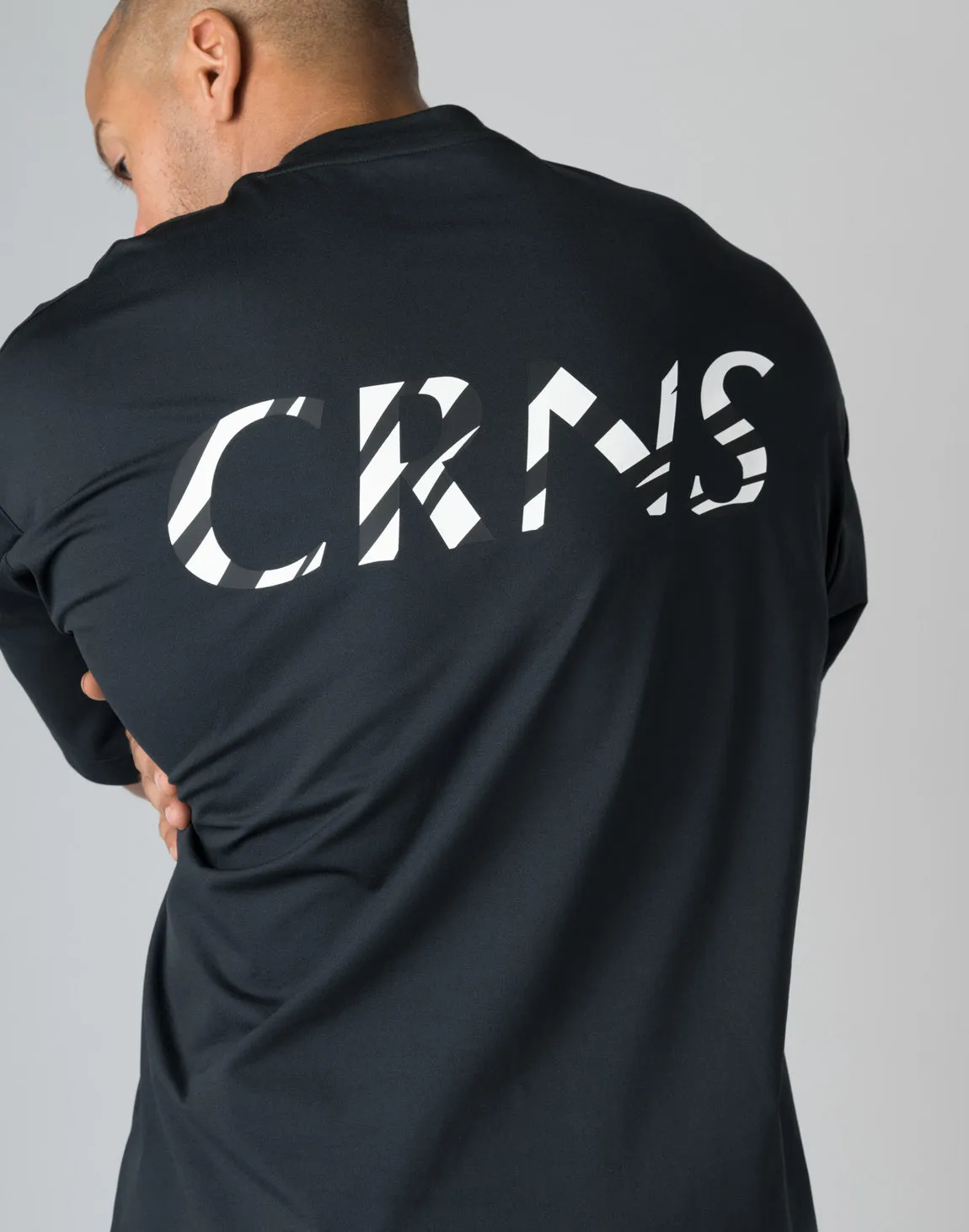 CRONOS  STRIPED PATTERN OVERSIZE T-SHIRT【BLACK】