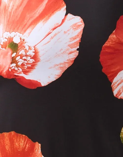 Danya Black Poppy Print Jersey Dress