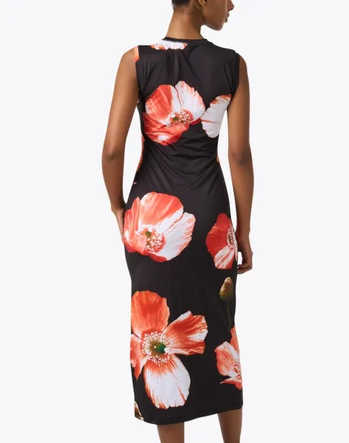 Danya Black Poppy Print Jersey Dress