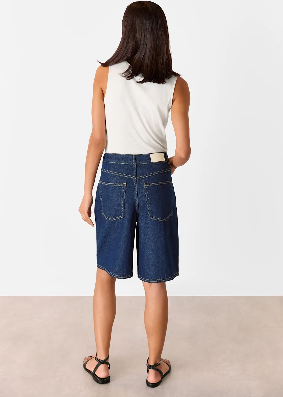 Dark Denim Authentic Knee Length Shorts