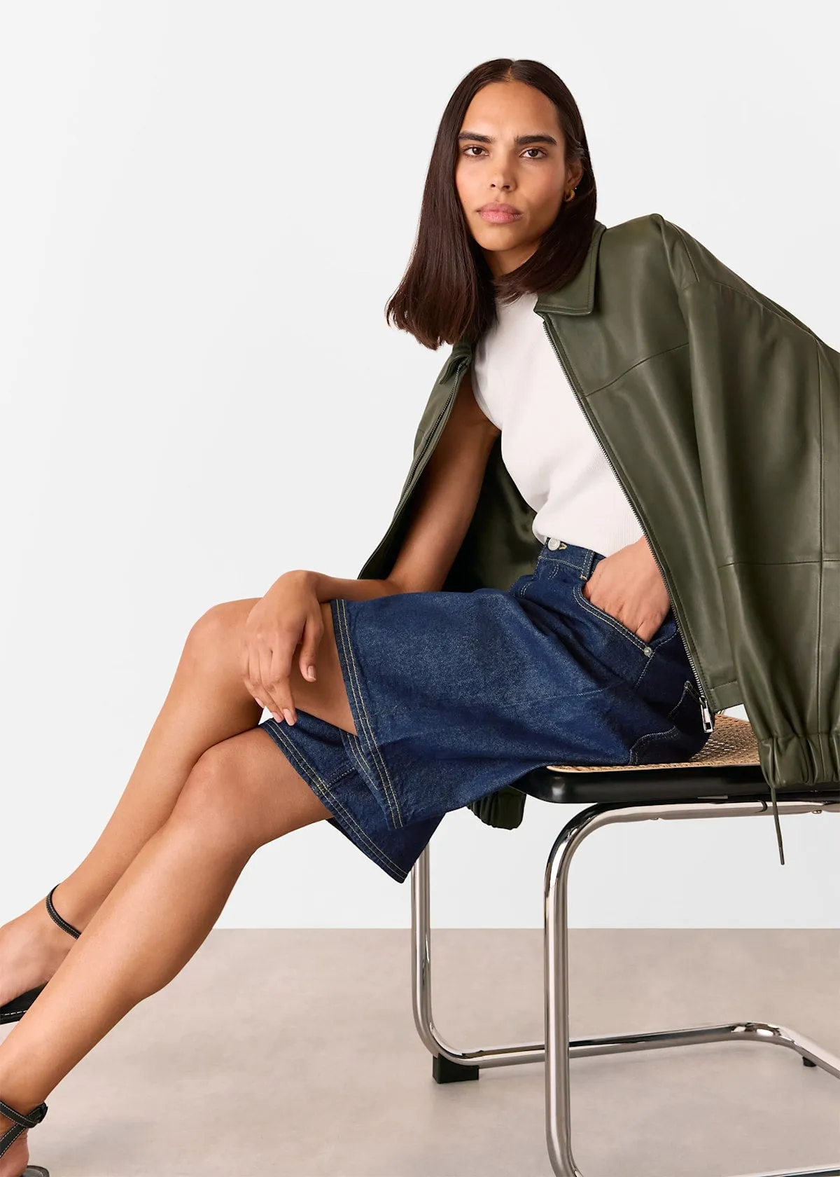 Dark Denim Authentic Knee Length Shorts