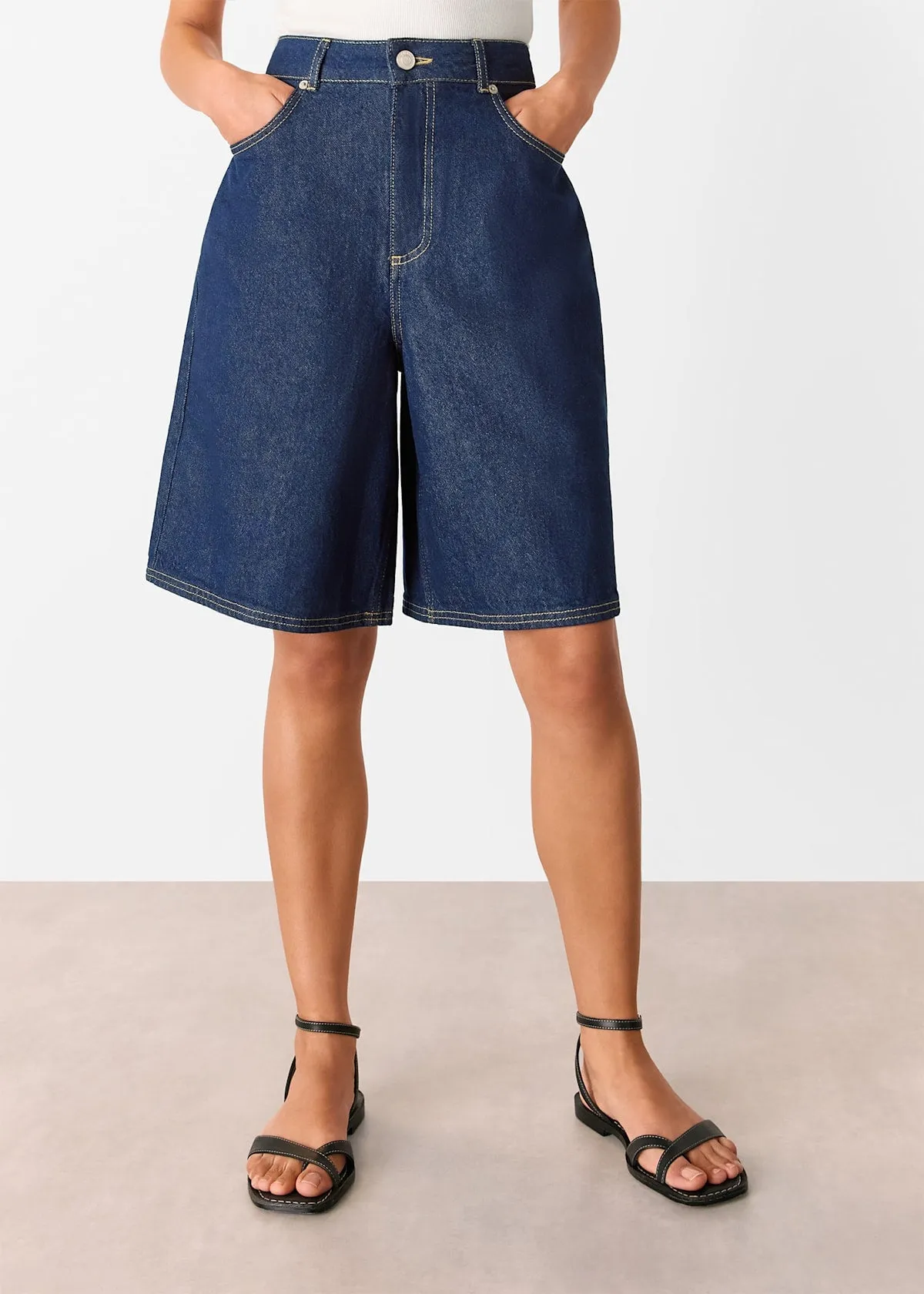 Dark Denim Authentic Knee Length Shorts