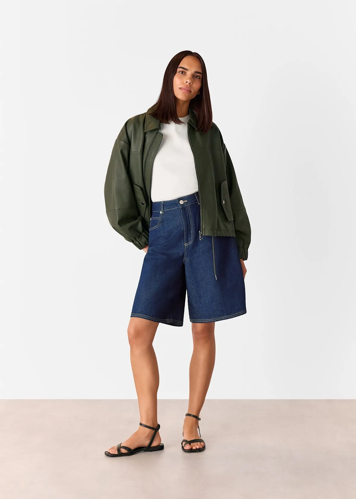 Dark Denim Authentic Knee Length Shorts