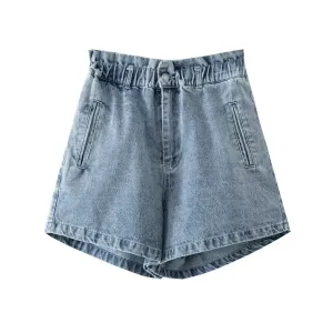 Denim Shorts Women Fashionable All Match Casual Elastic Denim Shorts
