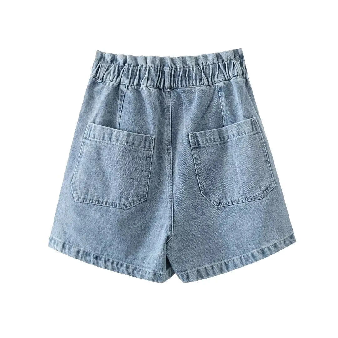 Denim Shorts Women Fashionable All Match Casual Elastic Denim Shorts