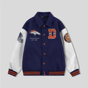 Denver Broncos Collared Varsity Jacket - NFL Letterman Jacket - Clubs Varsity