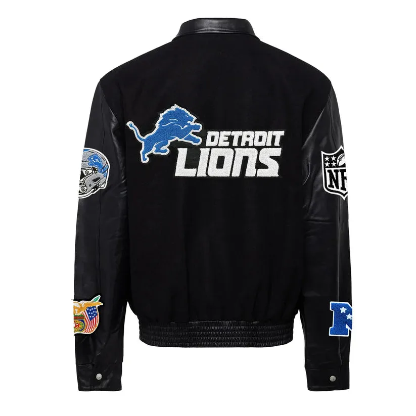 DETROIT LIONS WOOL & LEATHER VARSITY JACKET