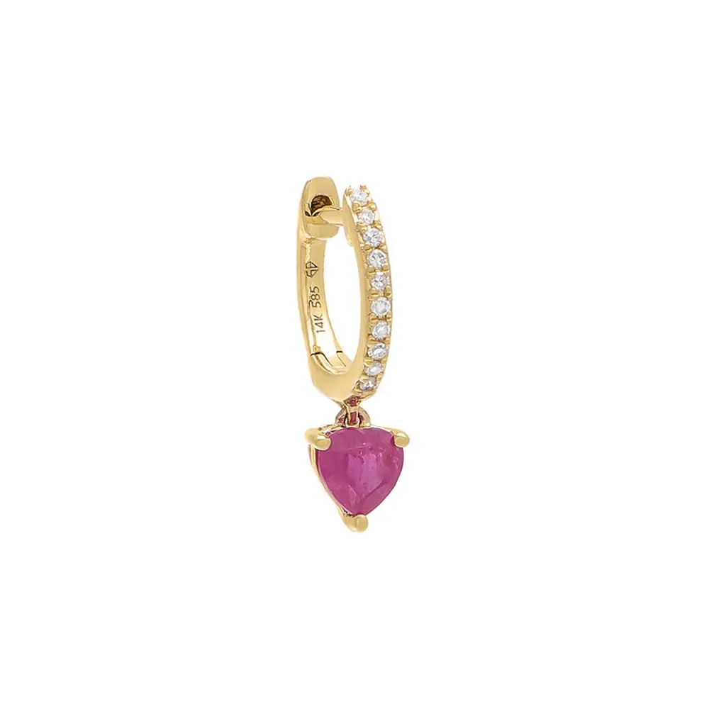 Diamond Dangling Heart Huggie Earring 14K