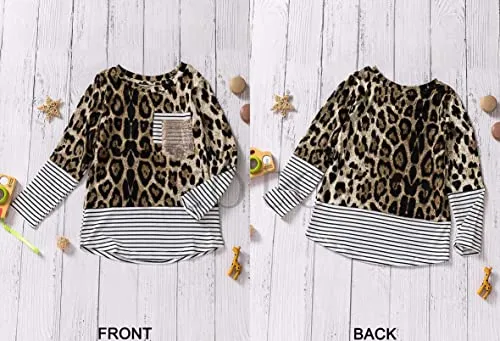 Dokotoo Girls Striped Leopard Sweatshirts