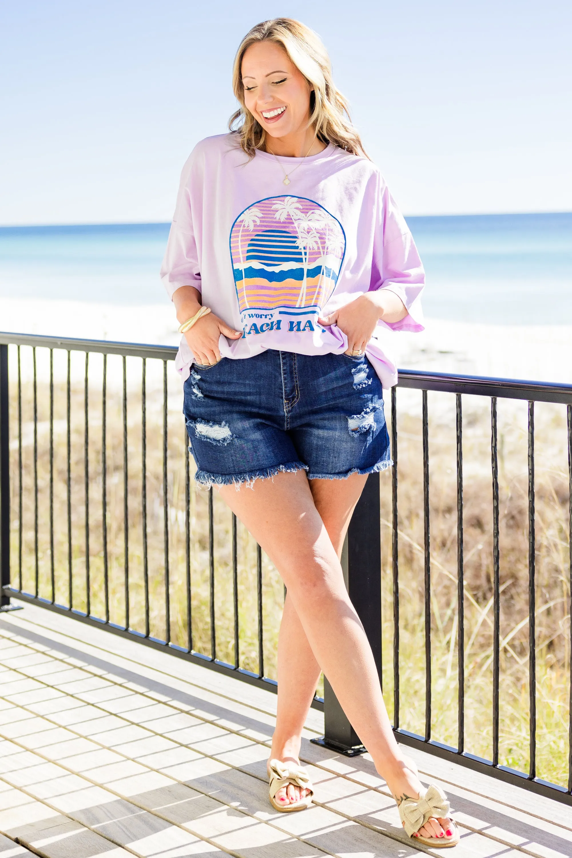 Don't Worry Boyfriend Tee, Lilac