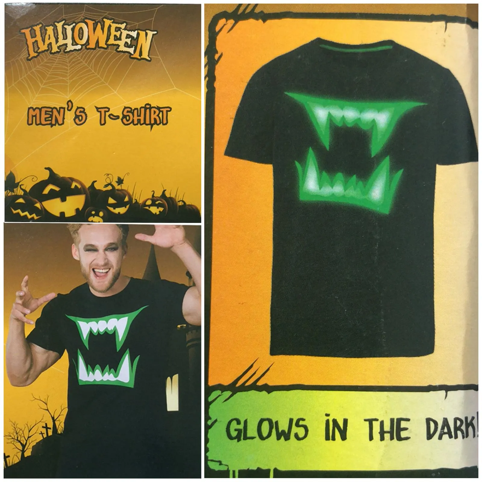 Dracula Halloween Skeleton Body Glow In The Dark T-Shirt - M