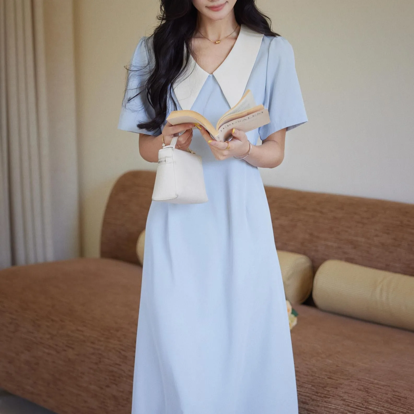 Elegant Cotton Poplin A-Line T-Shirt Dress for Women