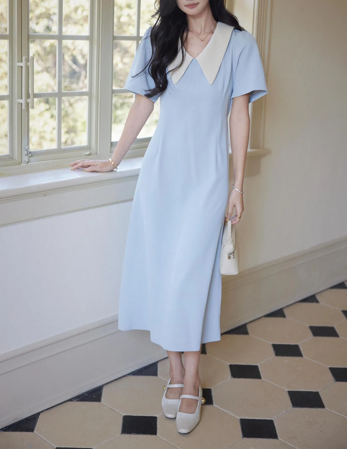 Elegant Cotton Poplin A-Line T-Shirt Dress for Women