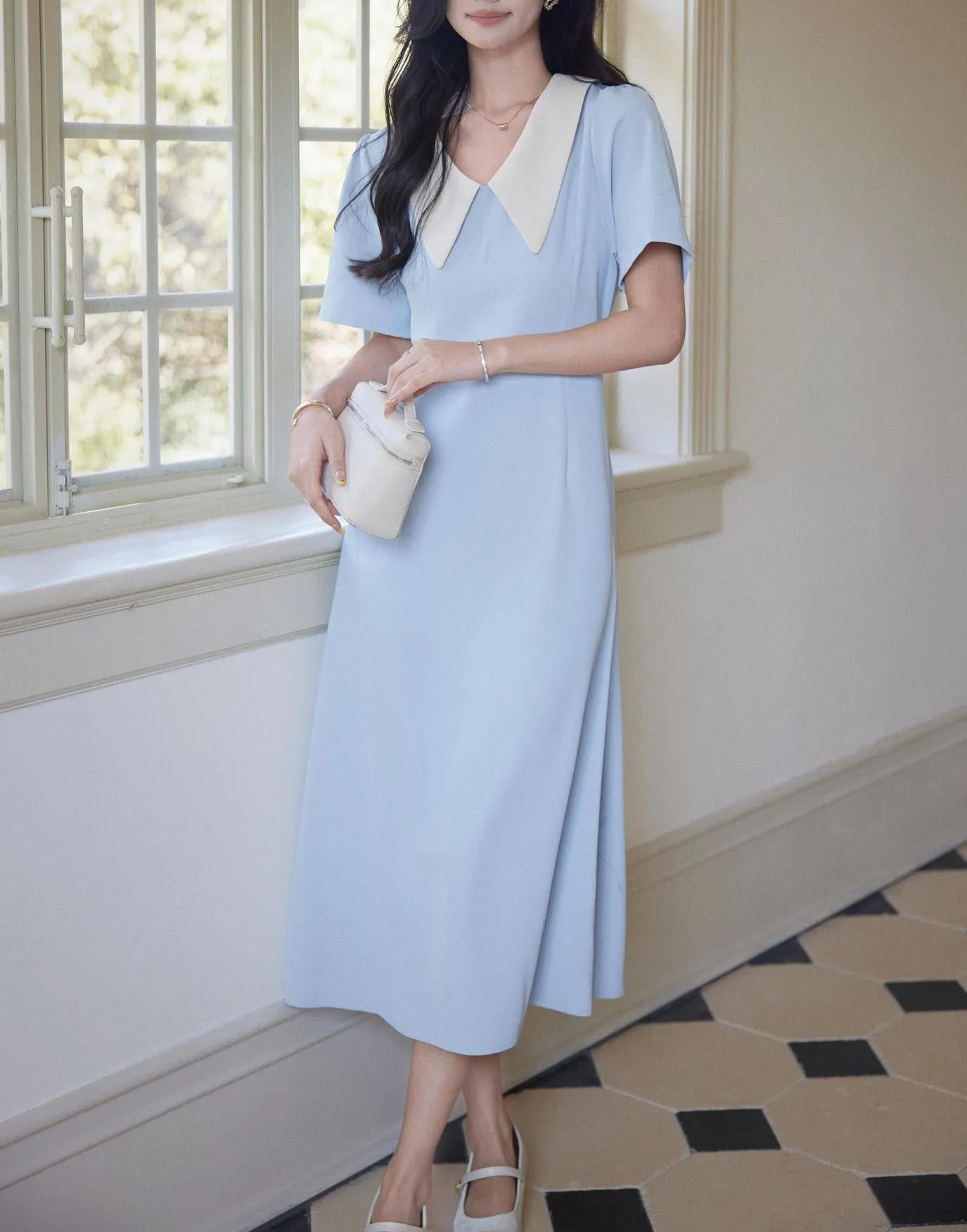 Elegant Cotton Poplin A-Line T-Shirt Dress for Women