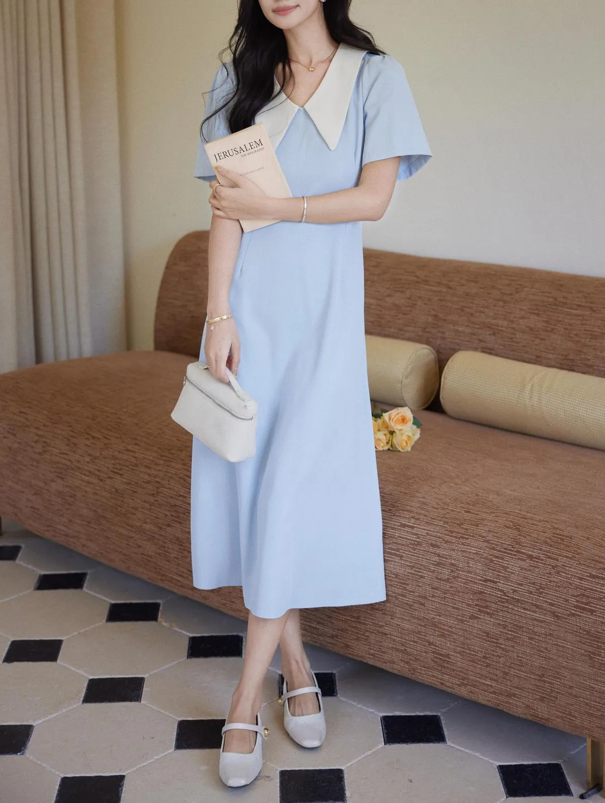 Elegant Cotton Poplin A-Line T-Shirt Dress for Women