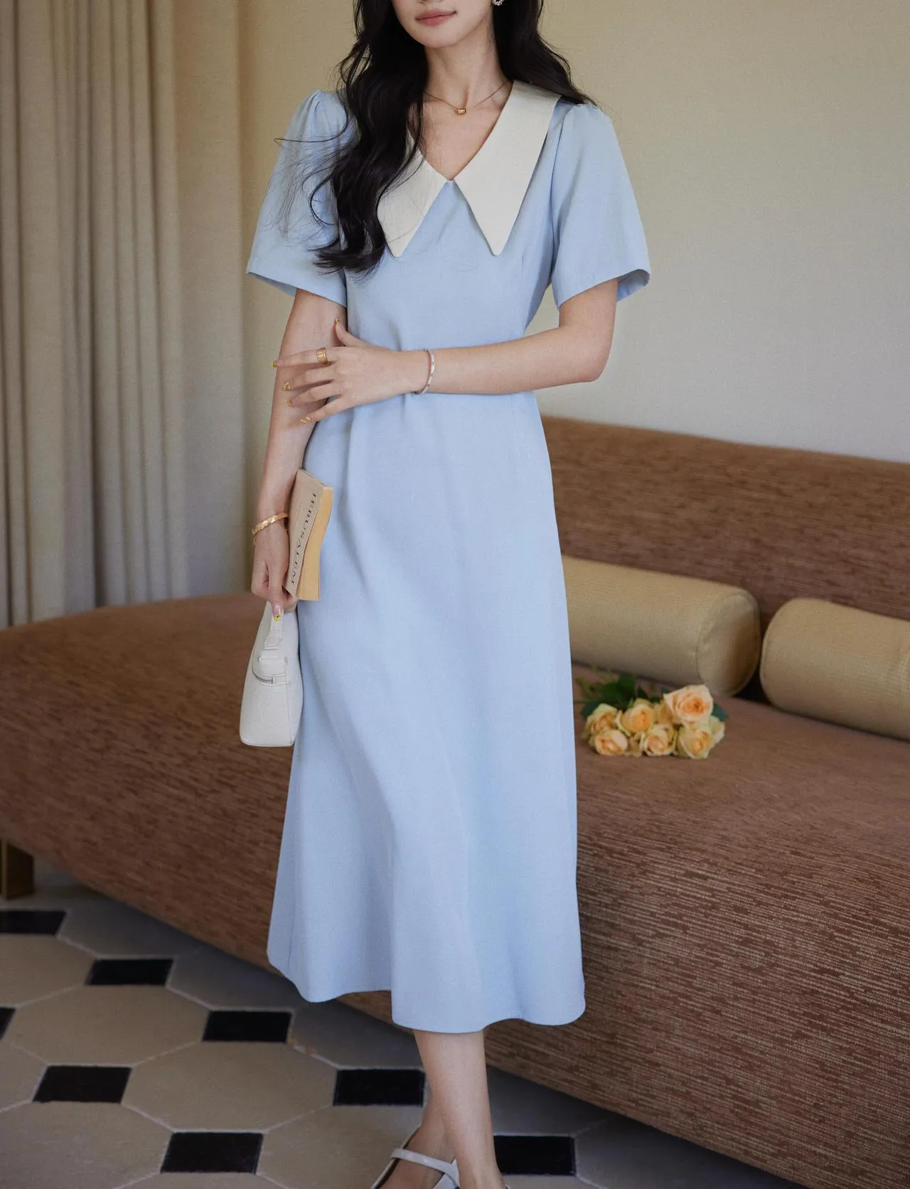 Elegant Cotton Poplin A-Line T-Shirt Dress for Women