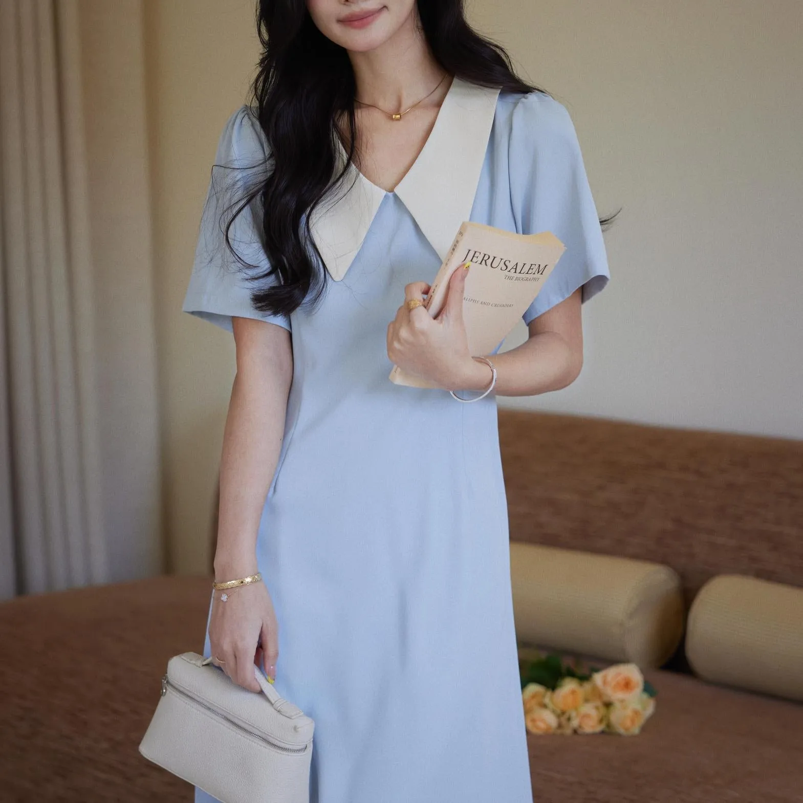 Elegant Cotton Poplin A-Line T-Shirt Dress for Women