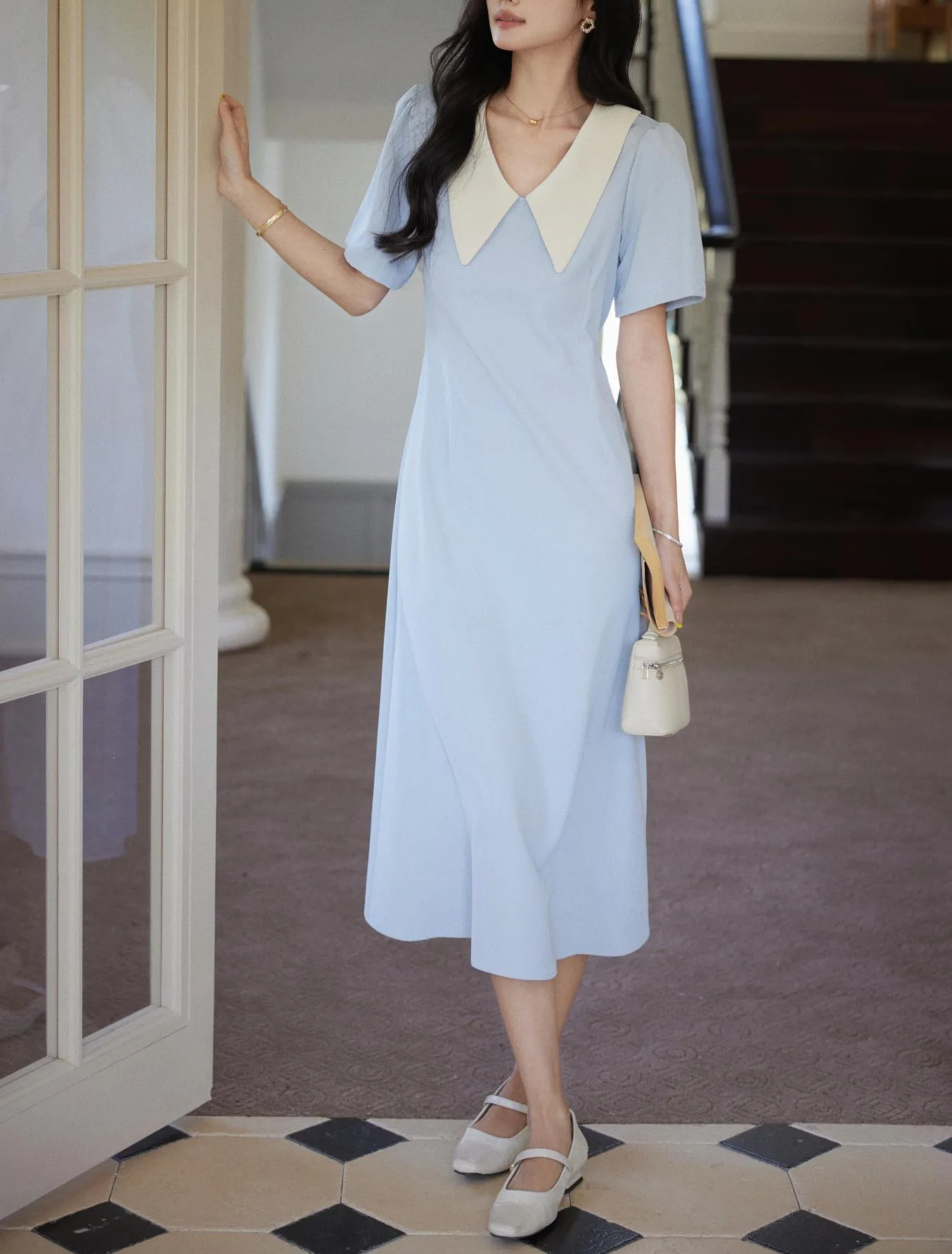 Elegant Cotton Poplin A-Line T-Shirt Dress for Women