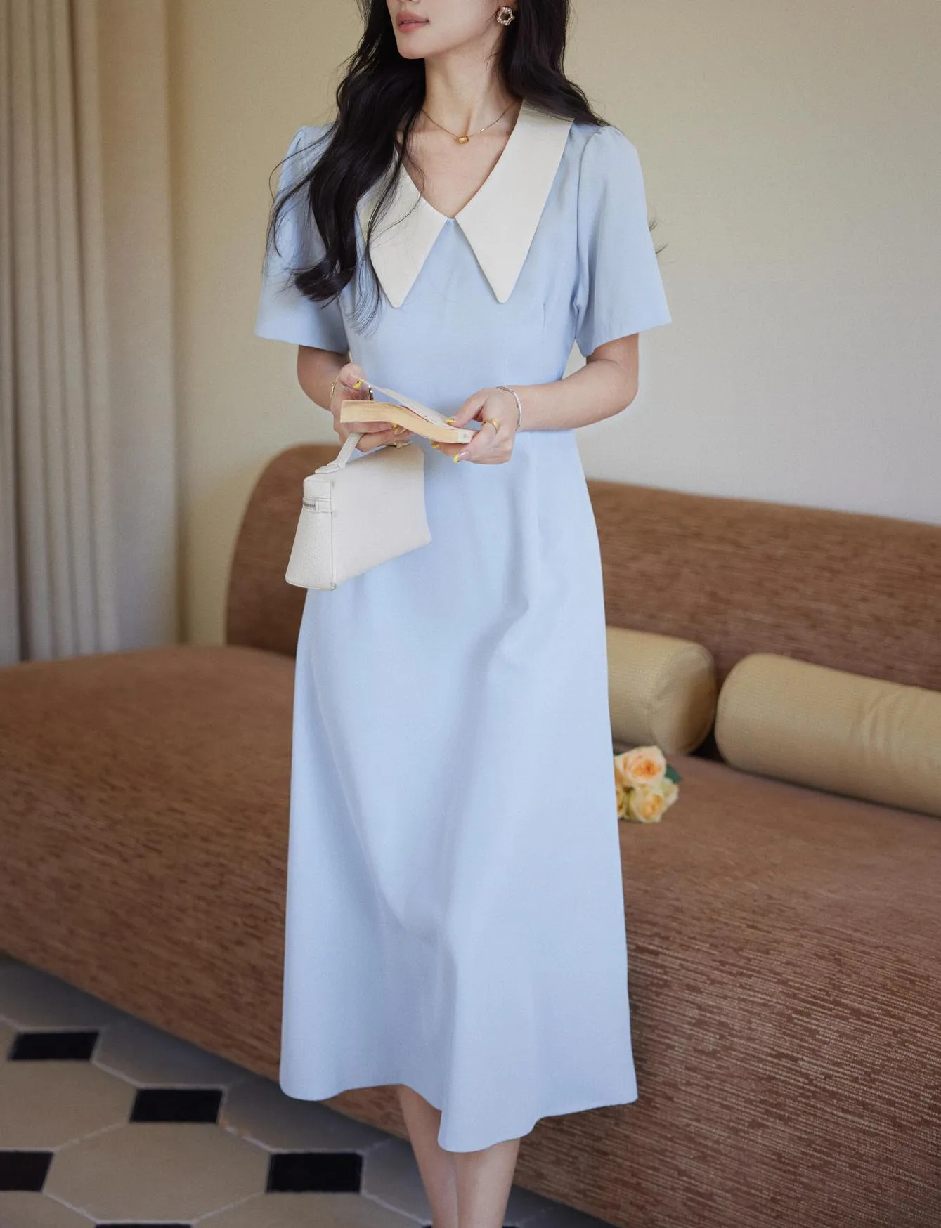 Elegant Cotton Poplin A-Line T-Shirt Dress for Women