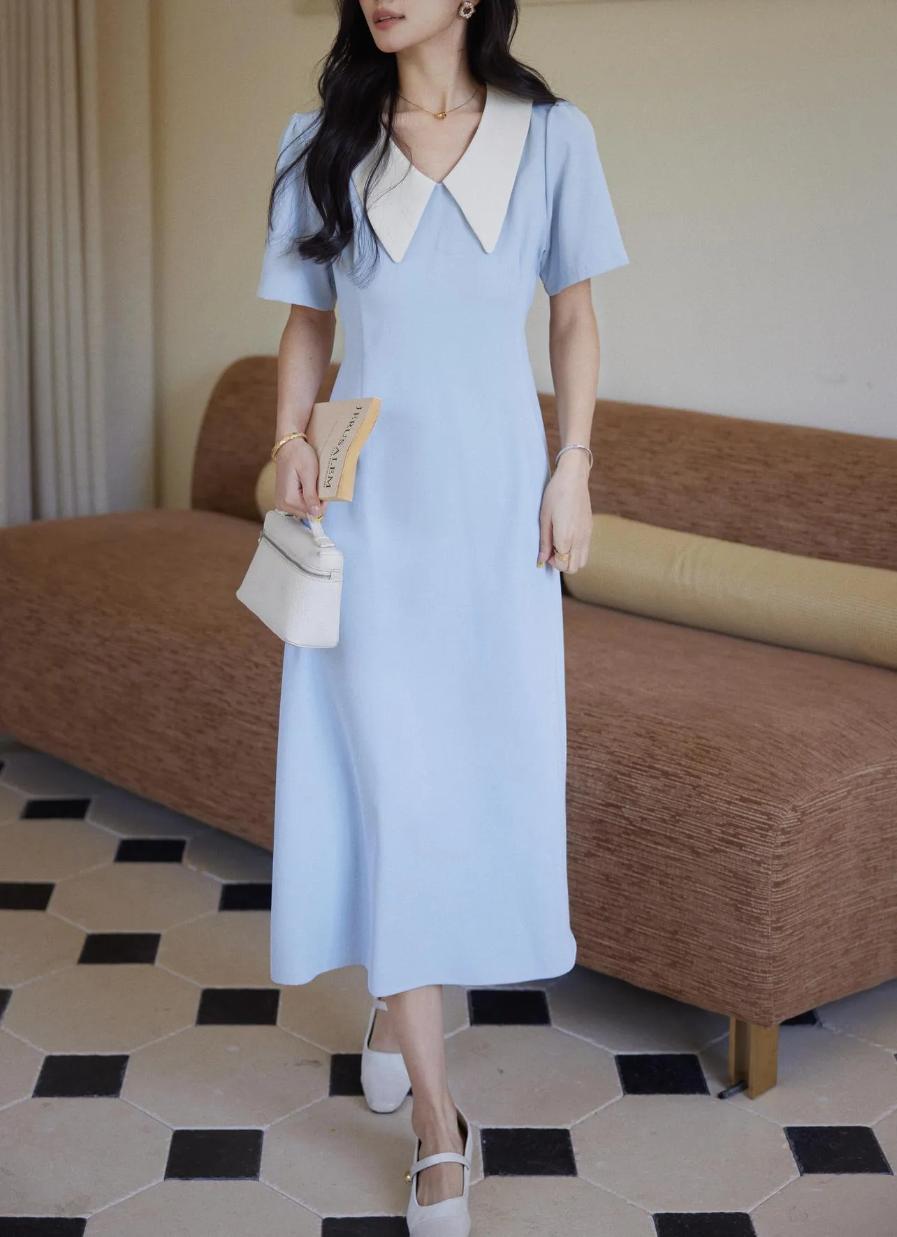 Elegant Cotton Poplin A-Line T-Shirt Dress for Women