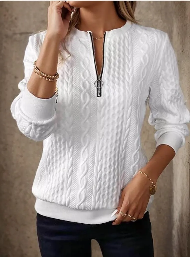 Elowen™ | Classic White Long Sleeve Top