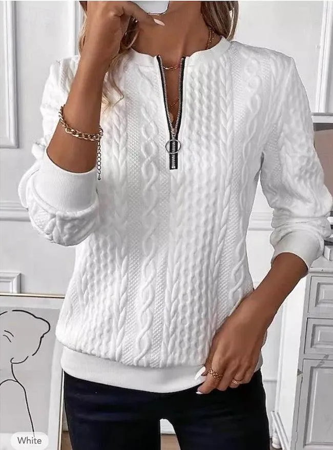 Elowen™ | Classic White Long Sleeve Top
