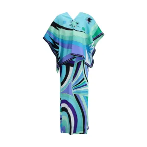 Emilio Pucci Iride print long Dress with cape