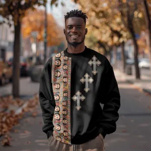 Ethiopia Angels Tilet With Cross Sweatshirt Black Color LT15