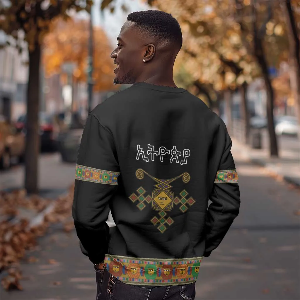 Ethiopia Saba Kemis Habesha Style Sweatshirt Black Color LT15