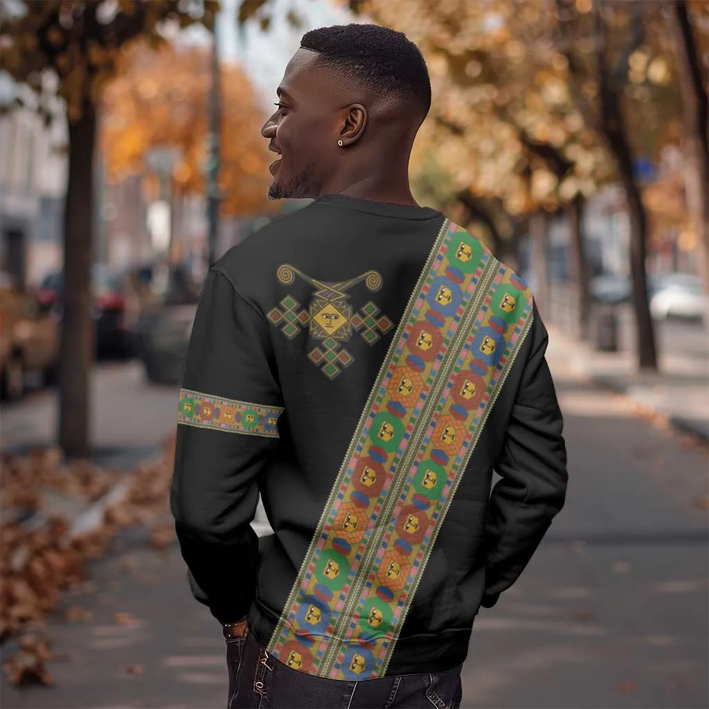 Ethiopia Saba Kemis Sash Style Sweatshirt Black Color LT15