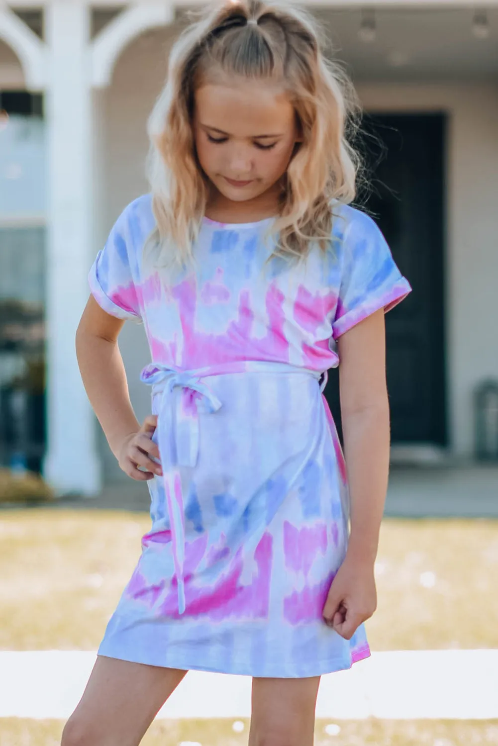 Family Matching Kid Multicolor Tie-dye T-shirt Dress