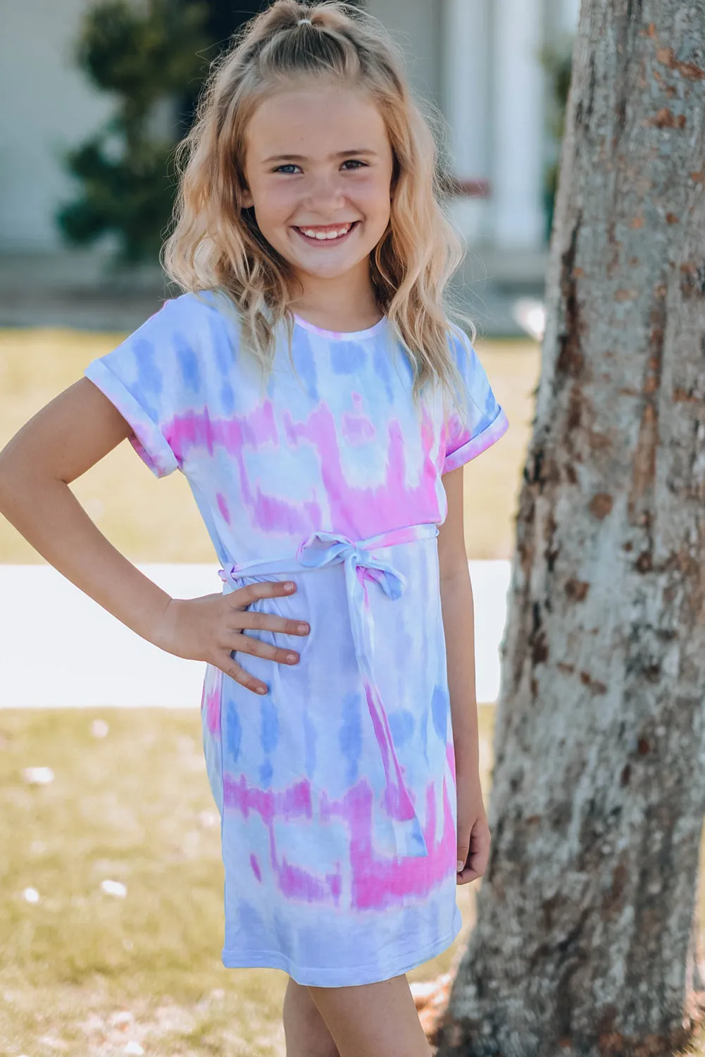 Family Matching Kid Multicolor Tie-dye T-shirt Dress